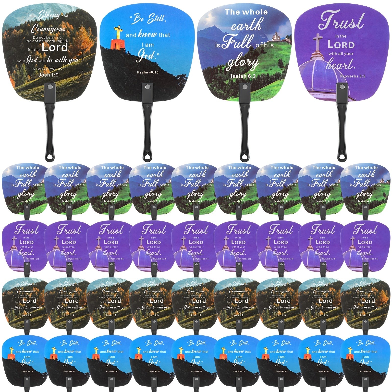 36pcs Bible-Compatible Christian Fans Suitable for Church Events, Summer Bible Study & Religious Party Favors - Decorative & Cooling Handheld Fans, Portable Bible-Style Fans