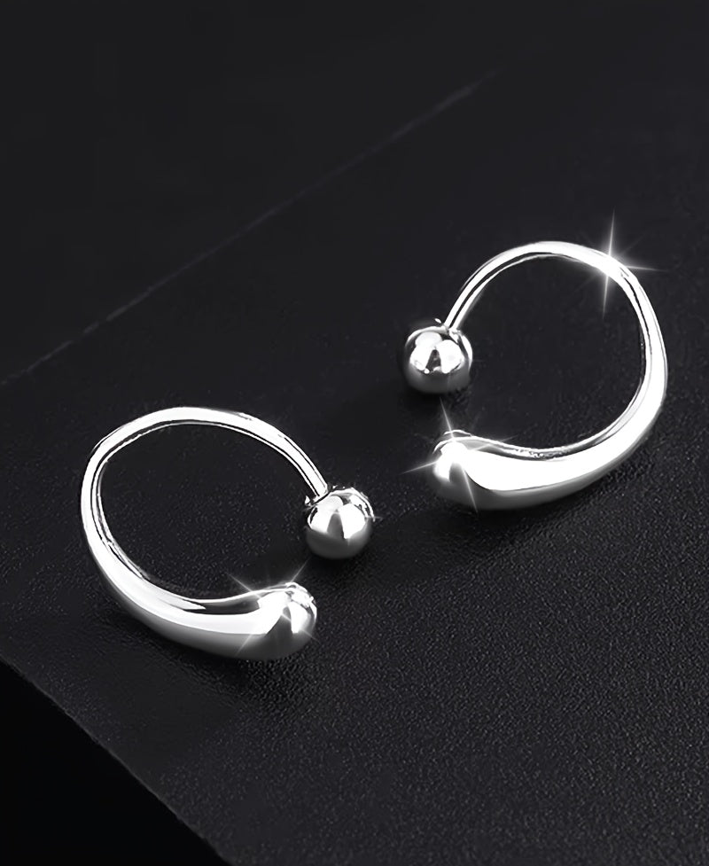 S925 Sterling Silver Teardrop Earrings with Screw-Back — Minimalist High-End Stud Earrings for Women | Versatile Casual, Vacation & Gift Jewelry in White Gold