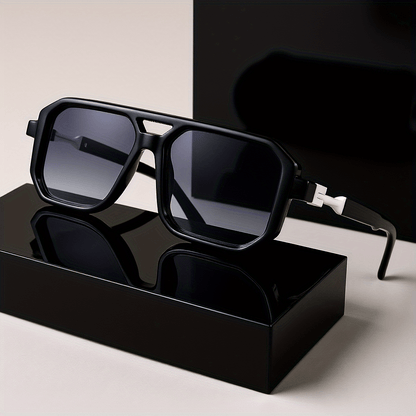 Retro Square Sunglasses UV400 Oversized Frame - Tortoiseshell Arms Unisex Fashion Shades Women Men Travel Beach Daily Wear with Case 6 Colors