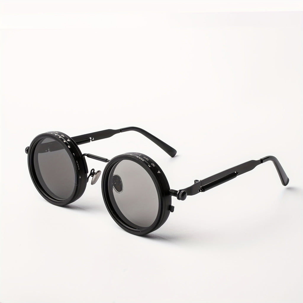 Industrial Punk Style Rotating Dimming Fashion Glasses, Spring Temple, Rotating Dimming, Flexible Adaptation to a Variety of Scenes, High Fashion