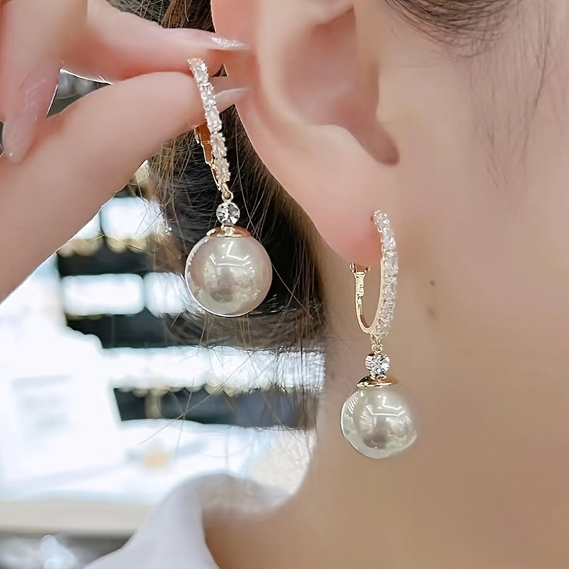 1 Pair Of Bohemian Style Sparkling Synthetic Cubic Zirconiaia Round Pendant Earrings, Suitable for Teenagers And - Stylish Geometric Design, Perfect for Banquets, Parties, Daily Festivals, Wearing Perfect Jewelry Gifts, for Teenager