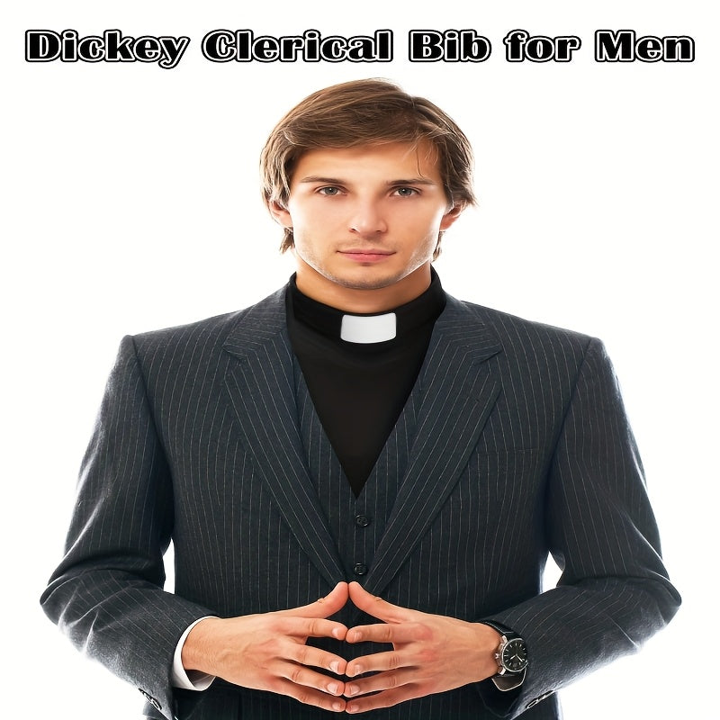 3pcs Clergy Tab Collar Dickey Clerical Bib Black Priest Collar with White Tab for Clergy Shirt Rope Unisex for Men Women