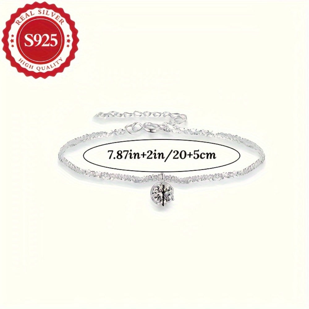 Anklet for Women - 925 Silver Moissanite for Sparkling Flash Diamond Ankle Chain - product detail view 6
