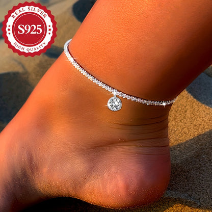 Anklet for Women - 925 Silver Moissanite for Sparkling Flash Diamond Ankle Chain - product detail view 8