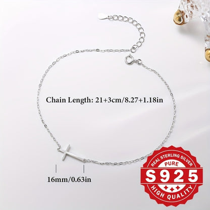 Anklet for Women - 925 Sterling Silver Cross for Minimalist Classic Design, Hypoallergenic - product detail view 9