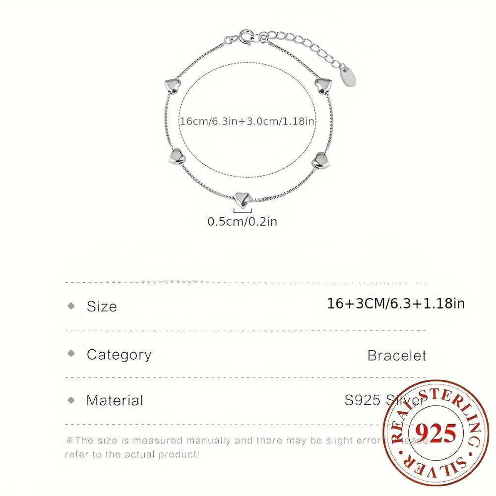 Anklet for Women - 925 Sterling Silver Heart-Shaped Smooth Elegant Ankle Chain Bracelet for - product detail view 4