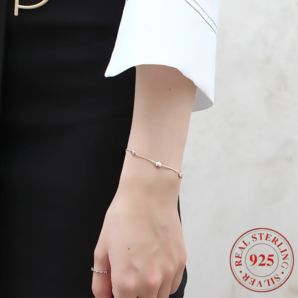 Anklet for Women - 925 Sterling Silver Heart-Shaped Smooth Elegant Ankle Chain Bracelet for - product detail view 5