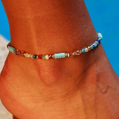 Anklet for Women - for Boho Crystal Bead Handmade Beach Foot Chain Bohemian Ankle Bracelet - product detail view 3