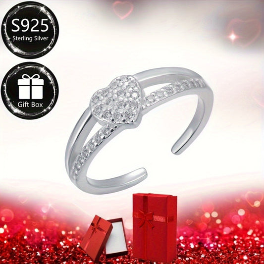 Anklet for Women - Heart 925 Sterling Silver Adjustable Ankle Bracelet for Romantic Heart - main product view