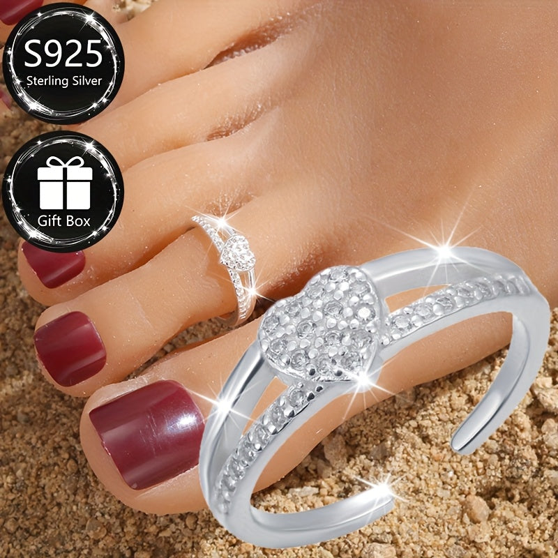 Anklet for Women - Heart 925 Sterling Silver Adjustable Ankle Bracelet for Romantic Heart - product detail view 12