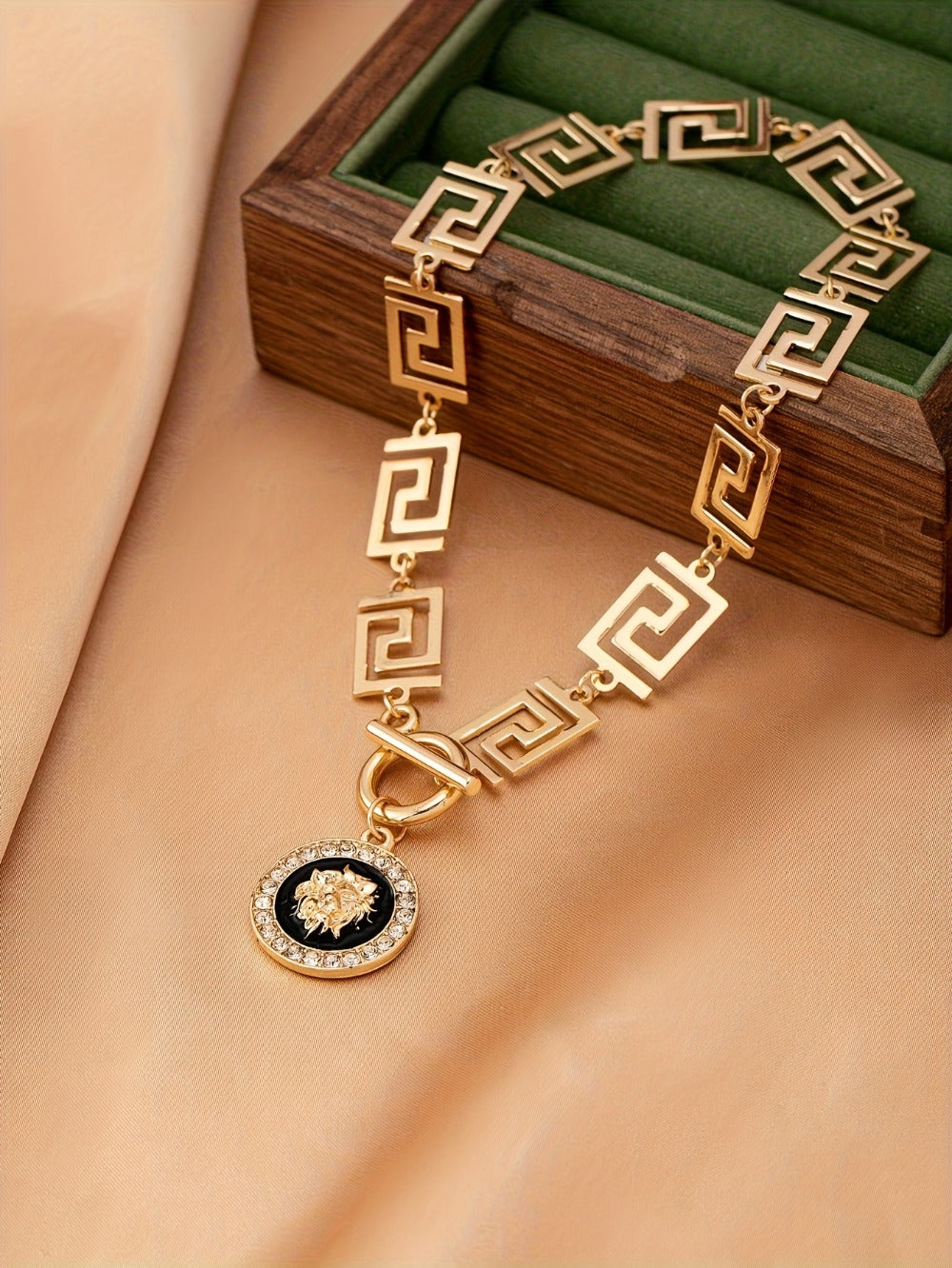 Anklet for Women - Lion Head for Boho Gold Stainless Steel Ankle Chain with Black Accent - product detail view 10