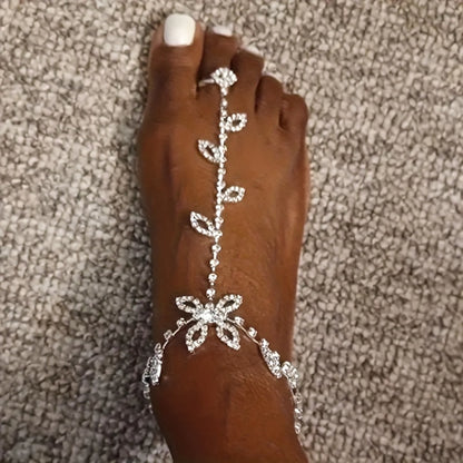 Anklet for Women - Toe Chain Rhinestone Leaf Sparkling Barefoot Sandal Ankle Bracelet for - product detail view 7