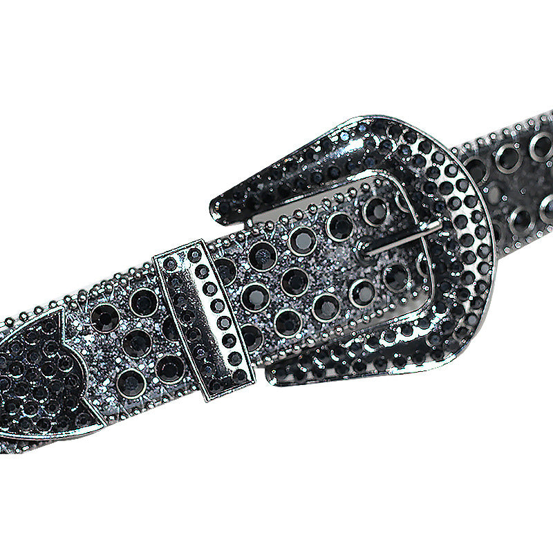 Black Rhinestone Belt, -encrusted Punk Hip-hop Belt, Gothic Punk Style Adjustable Belt