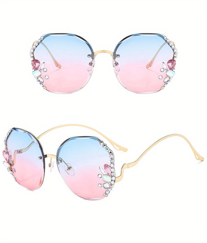 Diamond Accented Fashion Sunglasses for Women with Case Premium Gradient Lenses Multi-Color Stylish Durable Eyewear for Daily Wear Parties Summer Holiday Gift