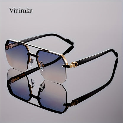 Semi-Rimless Glasses for Women Men - Vintage Half Frame Fashion Eyewear, Lightweight Polycarbonate with Metal Hinge, Retro Aesthetic for Driving Party Daily Wear