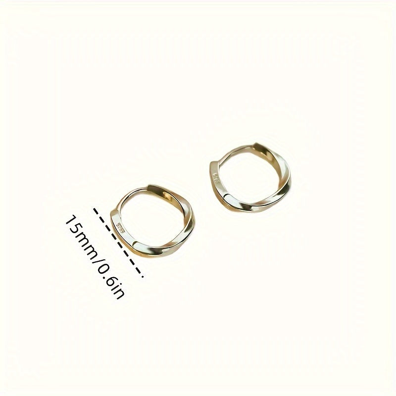 1 Pair of S925 Sterling Silver Earrings - Hypoallergenic - 18K Golden Plated - Stylish Simple Buckle Design - Daily Wear Maintenance Piercing - Suitable for Women And Men with Pierced Ears