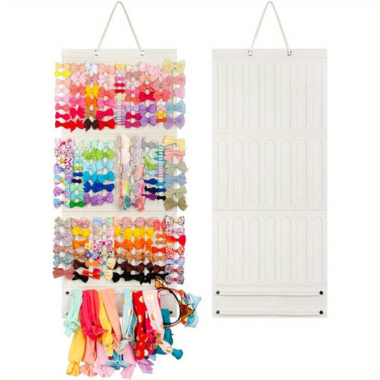 [Felt Hair Accessory] Cute Felt Storage Bag Compatible For Hairpins, Bows, Clips & Headdresses - Solid Color Hanging With Wall Or Freestanding Display, Felt Hair Accessory