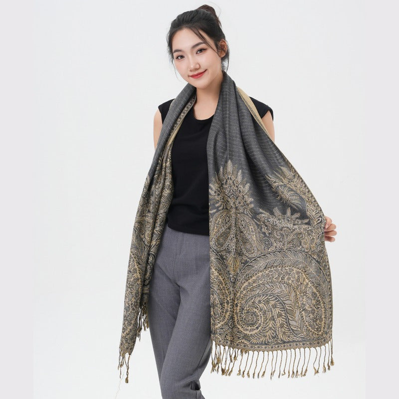 Phoenix Tail Thicker Paisley Pashmina Scarf