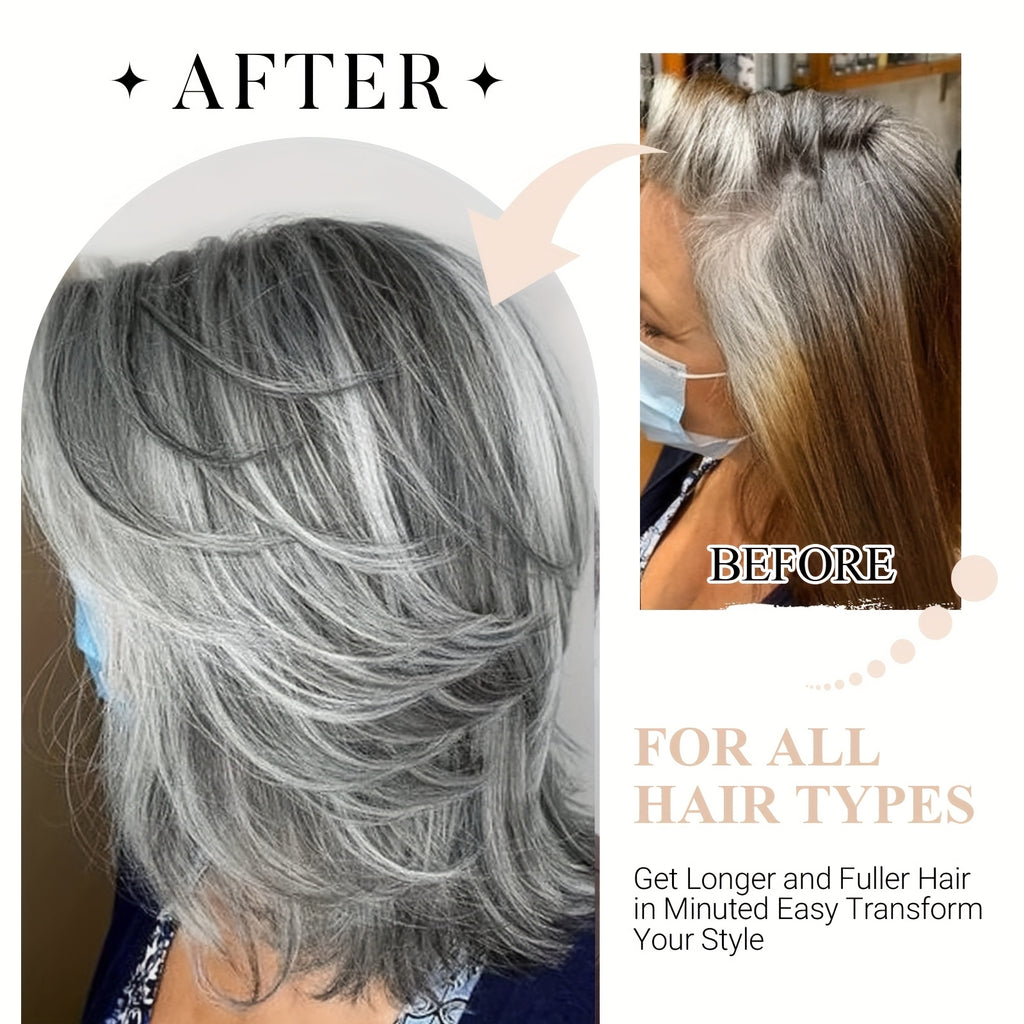 Layered Grey Bob Mullet Wigs for Women 14 Inch Short Light Grey Bob Wigs with Curtain Bangs Synthetic Hair Mullet Wig Wavy Bob Wig Cosplay Wig