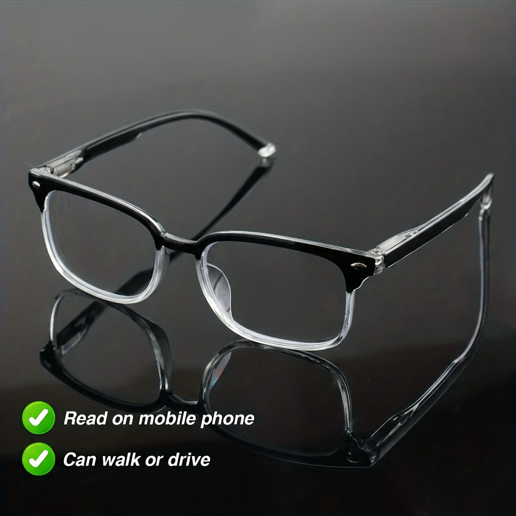 Reading Glasses Small Rectangle Frame Spring Hinge Lightweight PC Lens Unisex Stylish Durable Readers for Men and Women Computer Driving Magnification +100 to +350