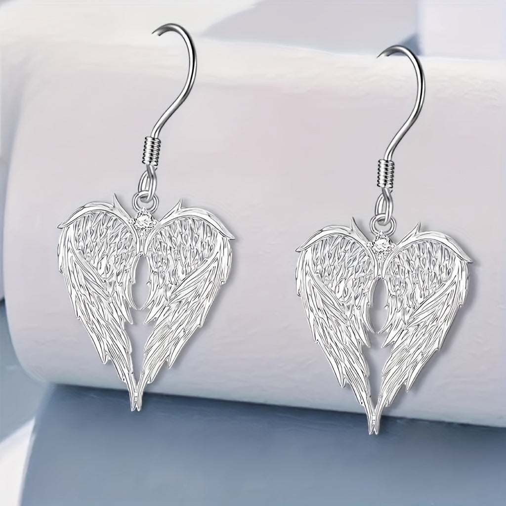 A Pair of Stylish And Elegant Angel Wings Heart-Shaped Love Pendant Earrings, Or a Heart-Shaped Pendant Necklace, Exquisite Holiday Birthday Party Memorabilia Gifts, Christmas Valentine'S Day Mother'S Day Presents, Jewelry Accessories