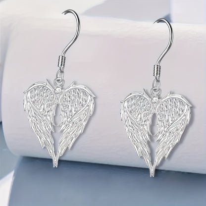Angel Wings Heart Pendant Earrings Necklace Boho Vintage Silver Women Gift Christmas Valentine Mother's Day Birthday Party