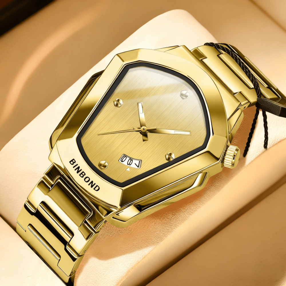 Men's Watch with Unique Minimalist Style, Quartz Watch with Irregularly Shaped Dial, Business Wristwatch