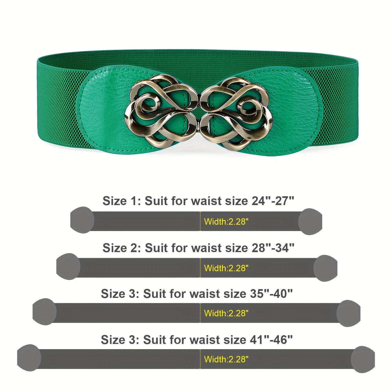 4pcs Elastic Vintage Wide Belts with Golden-Tone Leaf Buckle - Stylish Boho Dress Accessories, Black, Brown, Beige, Red - Hand Wash Only, Perfect for Christmas, Thanksgiving, Teacher's Day, Back to School, Graduation Season, Ladies Belts Suitable for teen