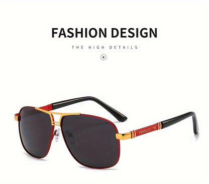 Full Rim Sunglasses Men Women Oversized 139mm+ Frame – TAC Gradient Lens UV Protection, Bold Fashion Eyewear for Formal Everyday Street Style, 4 Colors Red Black Gold Silver