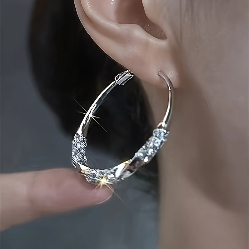 S925 Sterling Silver Women'S Oversized Hoop Earrings - Minimalist Round Design, Cool Color Aesthetics, Versatile Daily Party Accessories, Fashion Accessories, Exquisite Luster, A Must-have For Trend Lovers