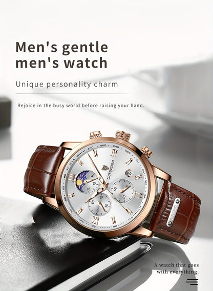 Sport Waterproof Chronograph Watch for Men – Luminous Quartz Calendar Wristwatch, Casual Athletic Timepiece, Gift for Him or Her