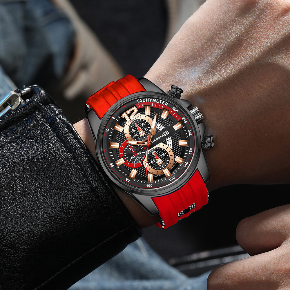 1pc Men'S Fashion Casual Quartz Watch, Silicone Strap, Date Display - Stylish Casual Wristwatch for Casual Attire, Casual Wristwatch | Sporty Watch Design | Quartz Movement, Thanksgiving, Christmas The Perfect Gift Reloj Para Hombre.