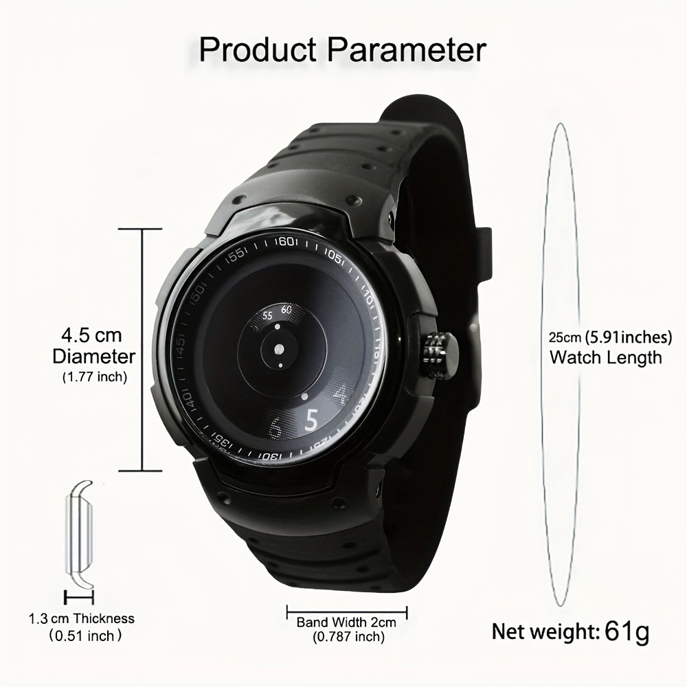 ENMEX Men's and Women's Sports Style Quartz Watch, Creative Design, Round Dial, Electronic Movement, Zinc Alloy Case, Rubber Strap, Battery Powered, Non-High Quality, Button Battery, for Men, Women