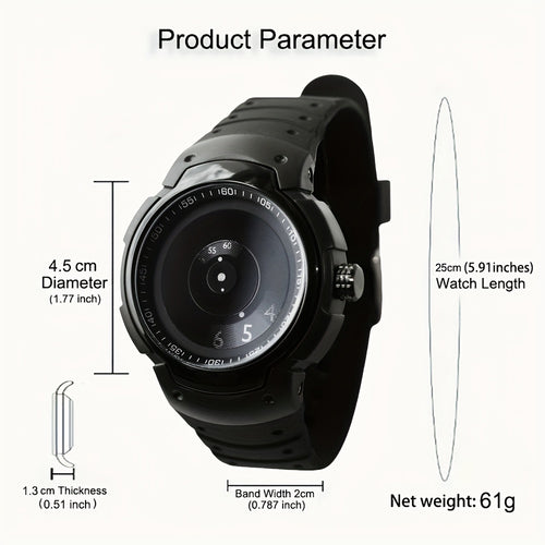 Unisex Sport Watch | Creative Design Quartz Wristwatch with Round Dial & Rubber Strap, Casual Fashion Sport Watch for Men & Women in Black & White