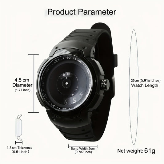 Unisex Sport Watch | Creative Design Quartz Wristwatch with Round Dial & Rubber Strap, Casual Fashion Sport Watch for Men & Women in Black & White