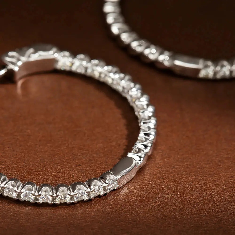 [Elegant Moissanite Earrings] Elegant Moissanite Hoop Earrings| 925 Silver, 2.2g Silver Weight, Anniversary Gift, Holiday Present, Total Weight Of The Product (6.48g)