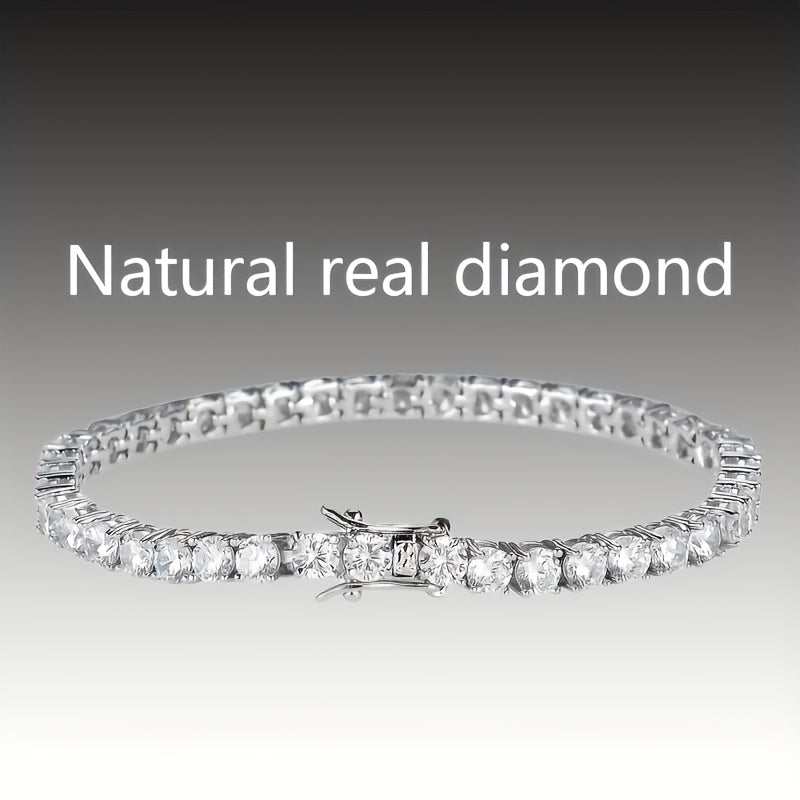Tennis Bracelet, Lab Grown Women'S Tennis Bracelet, White 925 Silver Plated, Men'S Round Cut Bracelet, Jewelry Gifts