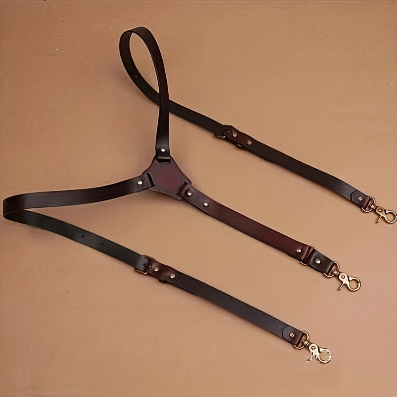 1pc Men'S Suspender Stay Fashion And Elegant with Retro Faux Leather, Perfect for Daily Wear!, Ideal Choice for Gifts