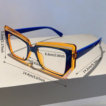 Blue Light Blocking Glasses for Women - Cat Eye Frame Transparent PC Lens Lightweight Color Block Fashion Computer Eyewear with Case, Stylish Anti Blue Light Glasses for Office Screen Work Gift
