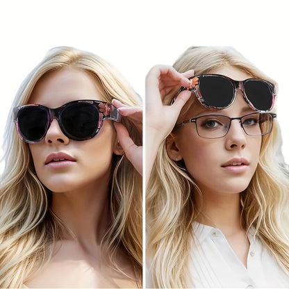 Retro Clip-On Glasses 2-Pack — Vintage Round Frames, No Tools Needed, Lightweight Leopard Pattern Eyewear for Men & Women, Party & Daily Use Gift