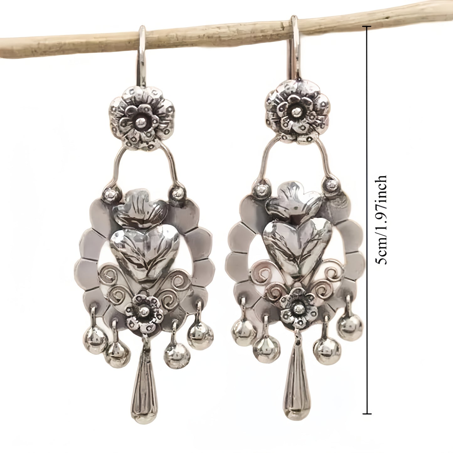 S925 Sterling Silver Bohemian Earrings Vintage Ethnic Retro Dangle Drop Earrings for Women Antique Silver Jewelry Valentine's Day Holiday Gift