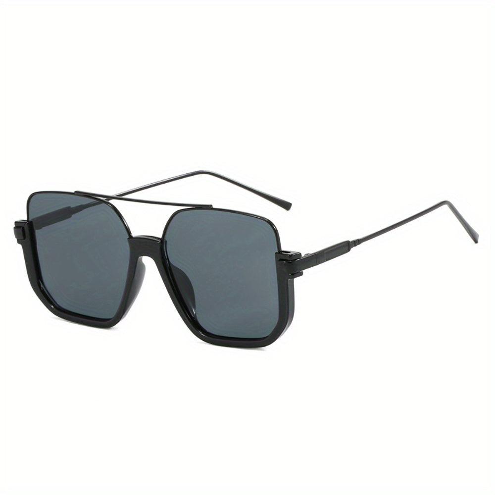 1pc Oversized Vintage-Style Sunglasses with Metal Frame, Double Bridge, PC Lens for Everyday Wear Perfect for Summer Festival, Party Holiday Gift, Birthday Gift