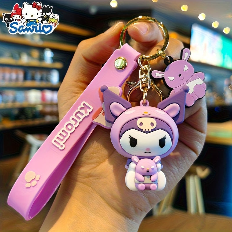 7pcs Cute Cartoon Keychains From Sanrio, Suitable For Bag And Car Key Decoration Gifts, Lucky Pendant For The First Day Of School, Decorative Sanrio Accessories, Halloween, Christmas Gifts