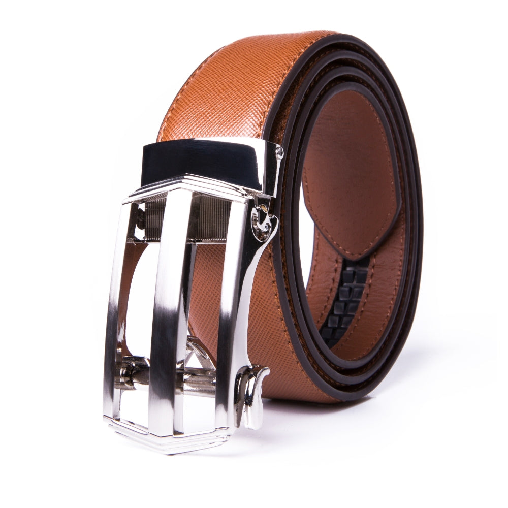 AYAMOTION Genuine Leather Belt Mens Ratchet Dress Belts With Adjustable Automatic Buckle back to school, for wedding,Ideal Gift for Dad, Husband, Boyfriend