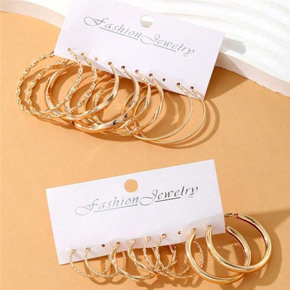 Metal Twist Hoop Earrings Set 16Pcs - Hypoallergenic Gold Huggie Earrings for Women, Minimalist Lightweight Everyday Statement Jewelry Gift Set for Daily Wear & Party