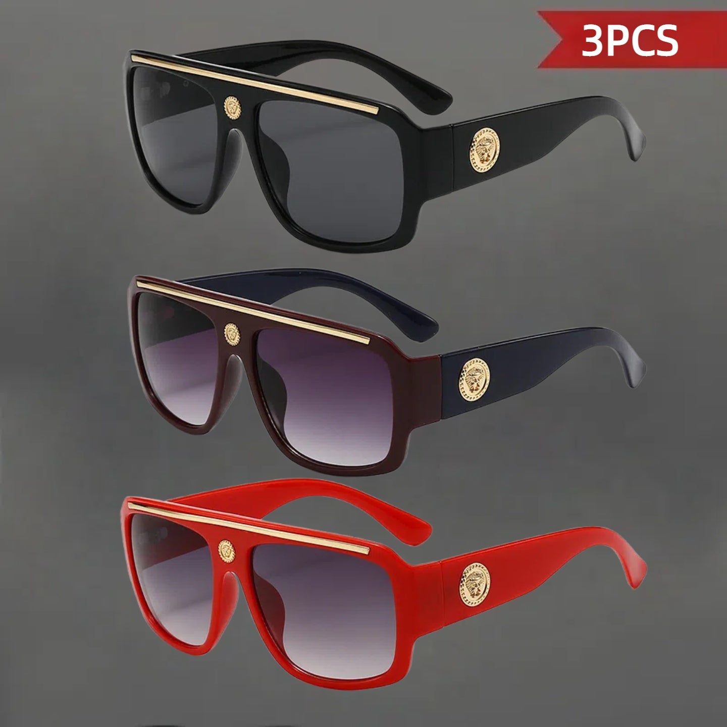 Polarized Sunglasses Set of 3 – Retro Lightweight Frame Unisex Shades for Men & Women, Travel Vacation Casual Everyday Wear, Perfect Holiday Gift Bundle
