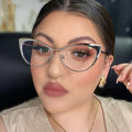 A Pair Of Golden Luxurious Cat-eye Glasses with Anti-blue Light, Retro Punk Style, Perfect for Ladies And Party Decorations