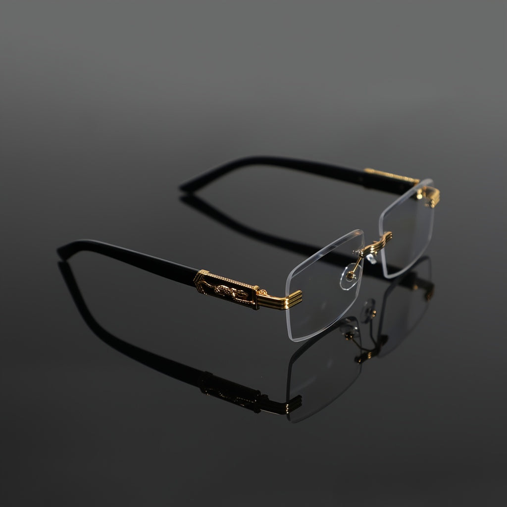 1 Pair Men's Metal Rimless Retro Anti Blue Light Classic Simple Business Flat Fashion Glasses