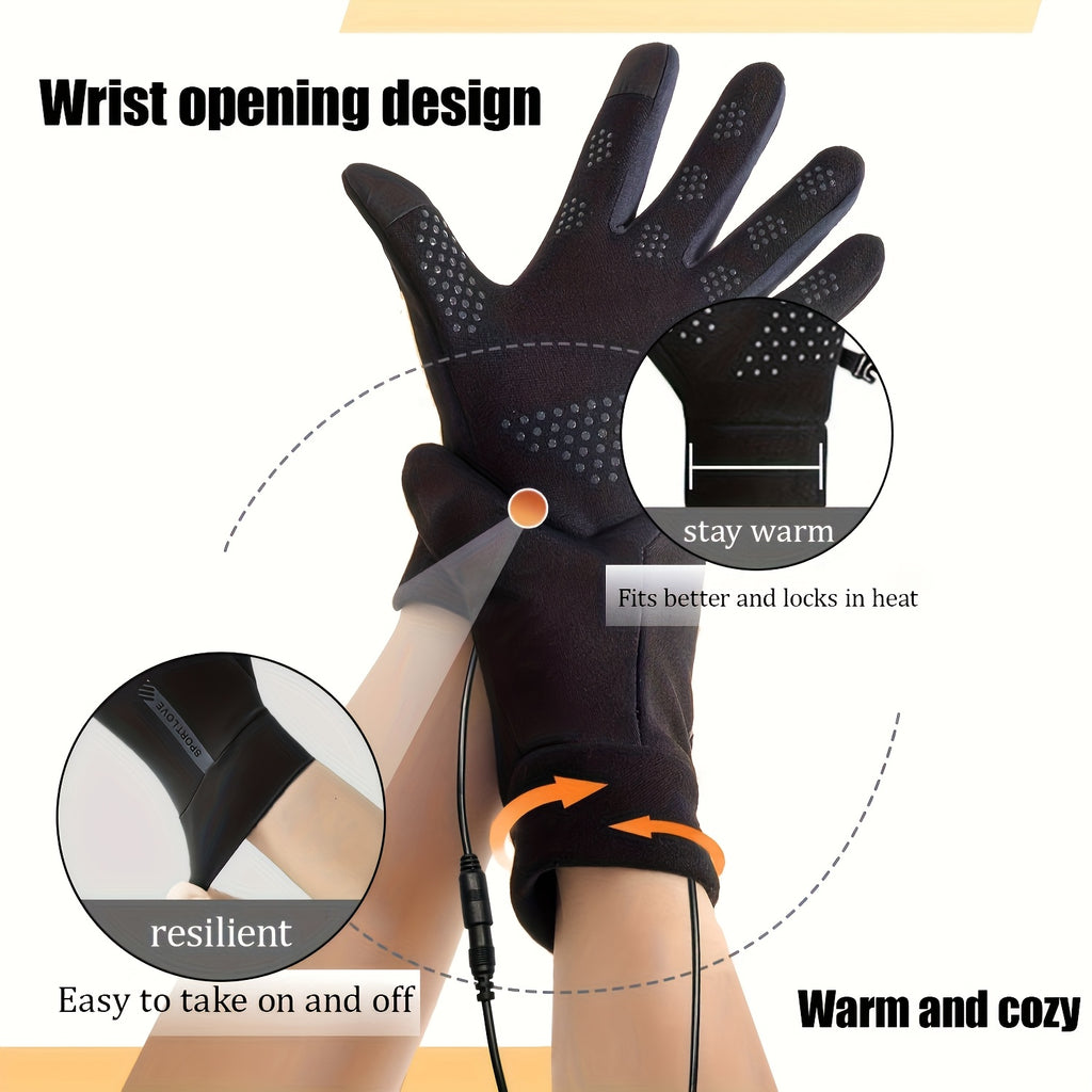 Constant Temperature USB Heated Gloves, Compatible with 5-Touch Screens, Hand Washable, Made of Polyester Fabric, Intelligent Temperature Control, Winter Warm, Unisex Outdoor Cycling Gloves, Warm Gloves, Christmas Holiday Gift