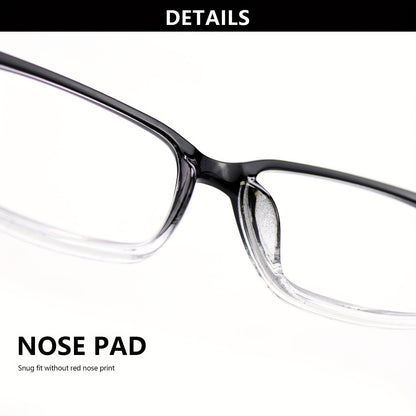 Reading Glasses 10 Pack Ultra Light Square Frame HD Clear Lenses Vintage Style Metal Accents Black Gradient Brown Strengths +1.0 to +4.0 Seniors Office Gift